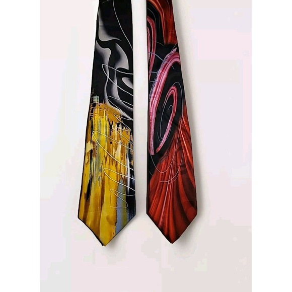 J Garcia Mens Silk‎ Neck Tie Collector Edition New York At Night 62 Curves Lines - Picture 1 of 11